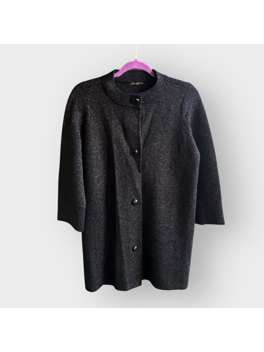 J.McLaughlin Black Metallic Long Cardigan Sweater